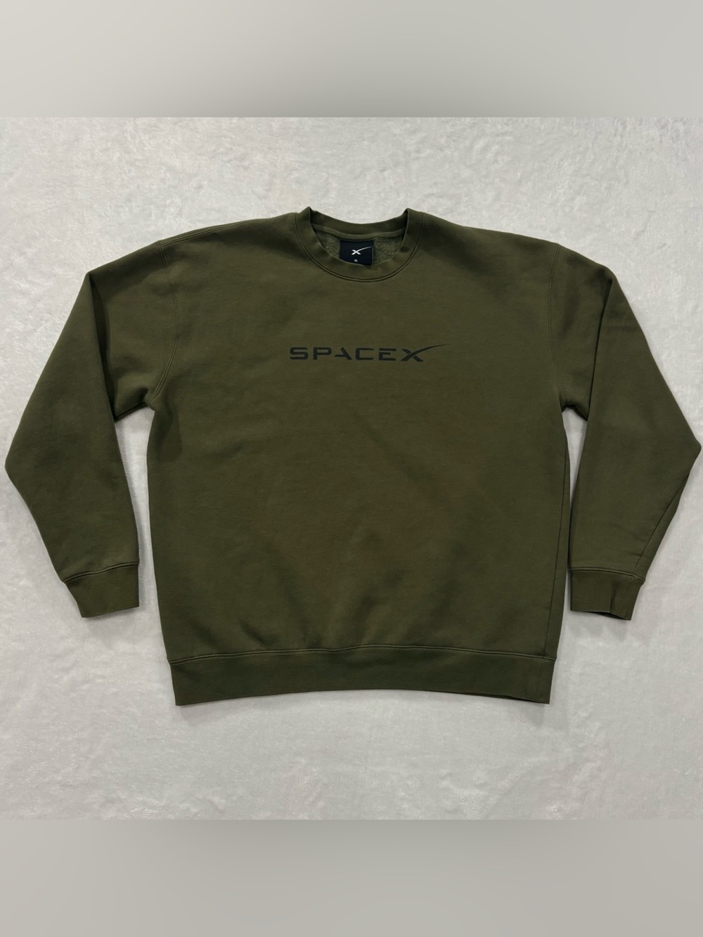 SpaceX Olive Green Fleece Lined Crew Neck Sweatshirt Men’s Size XL